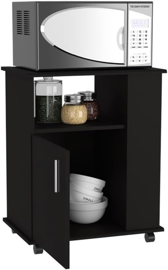 Tuhome Modern Engineered Wood Black Kit Lower Microwave Cabinet