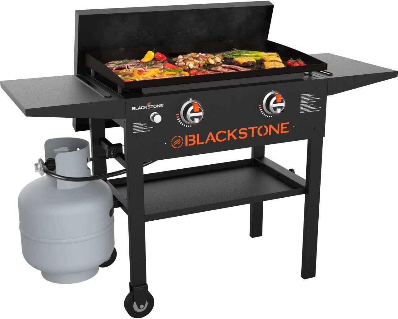 BLACKSTONE 1924 28 Inch Camp Gas Griddle with Hard Cover Heavy Duty Flat Top Griddle Grill Station for Kitchen, Camping, Outdoor, Tailgating, Tabletop, Countertop Black