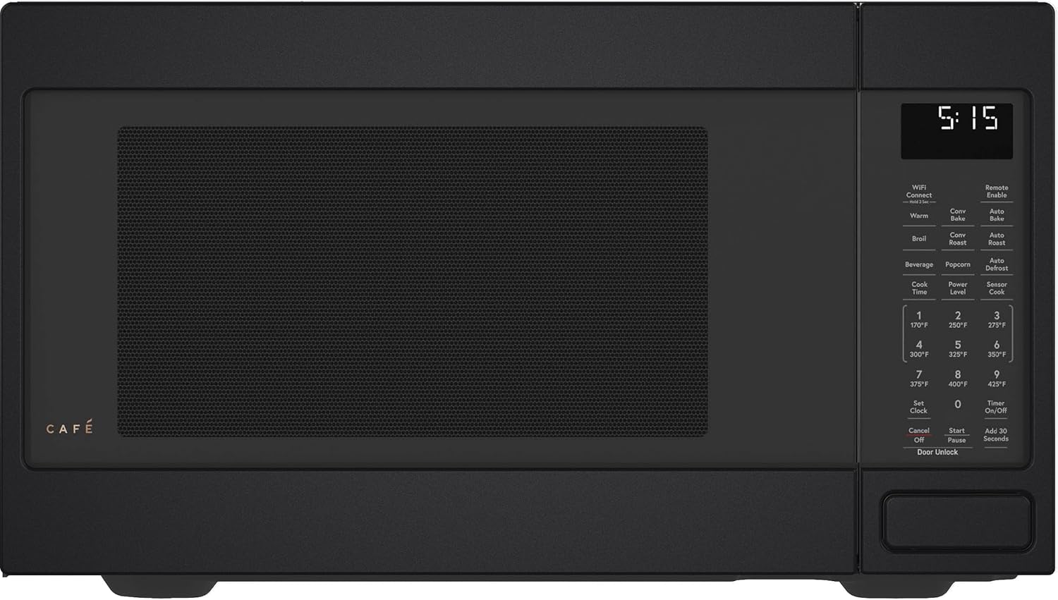 Café CCWK15C1WDS Countertop Convection Microwave Oven with Child Lock Technology, Broil, Auto-Cook, Roast, Defrost, Warm, Scan-to-Cook WiFi-Connectivity, 1000 Watts, 1.5 Cu. Ft, Matte Black