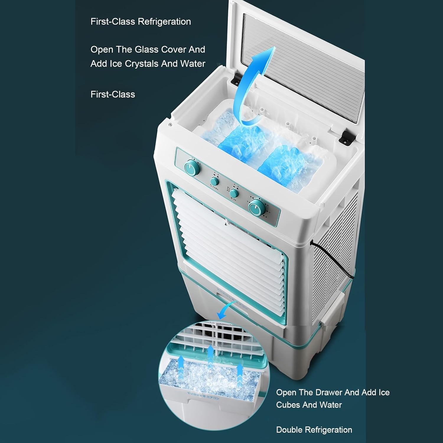 Portable Air Conditioners, Evaporative Air Cooler with 3 Speeds, Fast Cooling Windowless Portable Evaporative Coolers for Home Use(Gray)