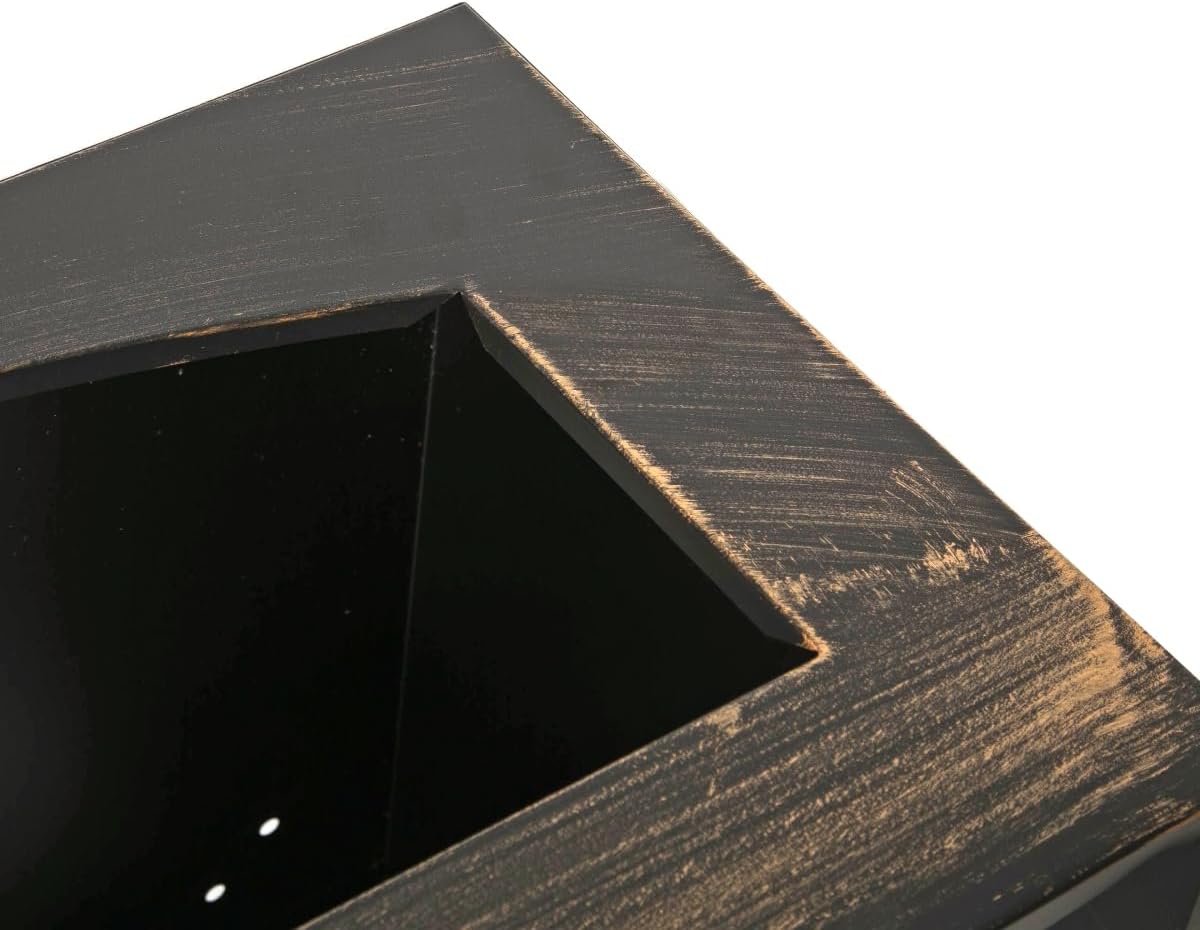 37-Inch Antique Brass Outdoor Wood Burning Fireplace, Rectangular Steel Fire Pit with Chimney, Spark Screen, Log Storage & Poker, Patio Garden Backyard Fireplace