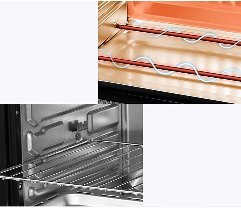 oven mini oven air fryer oven Mini Ovens 360° Rotating Fork Black Electric Oven, Household 1500W Baking Multi-Function Electric Oven, 32L Large Capacity Upper and Lower Independent Temperature Contr