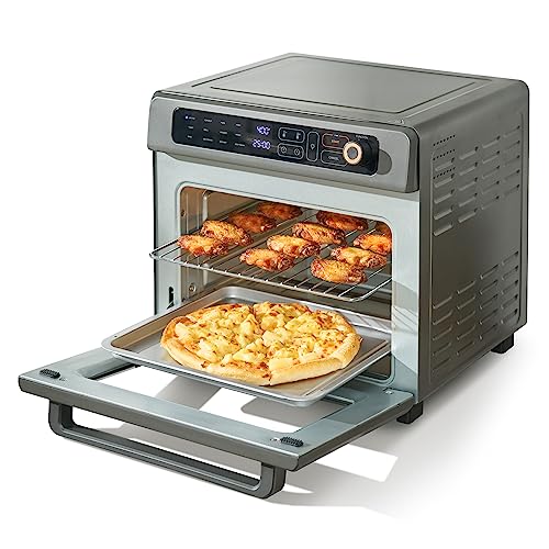VEVOR 12-IN-1 Air Fryer Toaster Oven, 25L Convection Oven, 1700W Toaster Ovens Countertop Combo with Grill, Pizza Pan, Gloves, 12 Slices Toast, 12-inch Pizza, Home and Commercial Use (Grey)