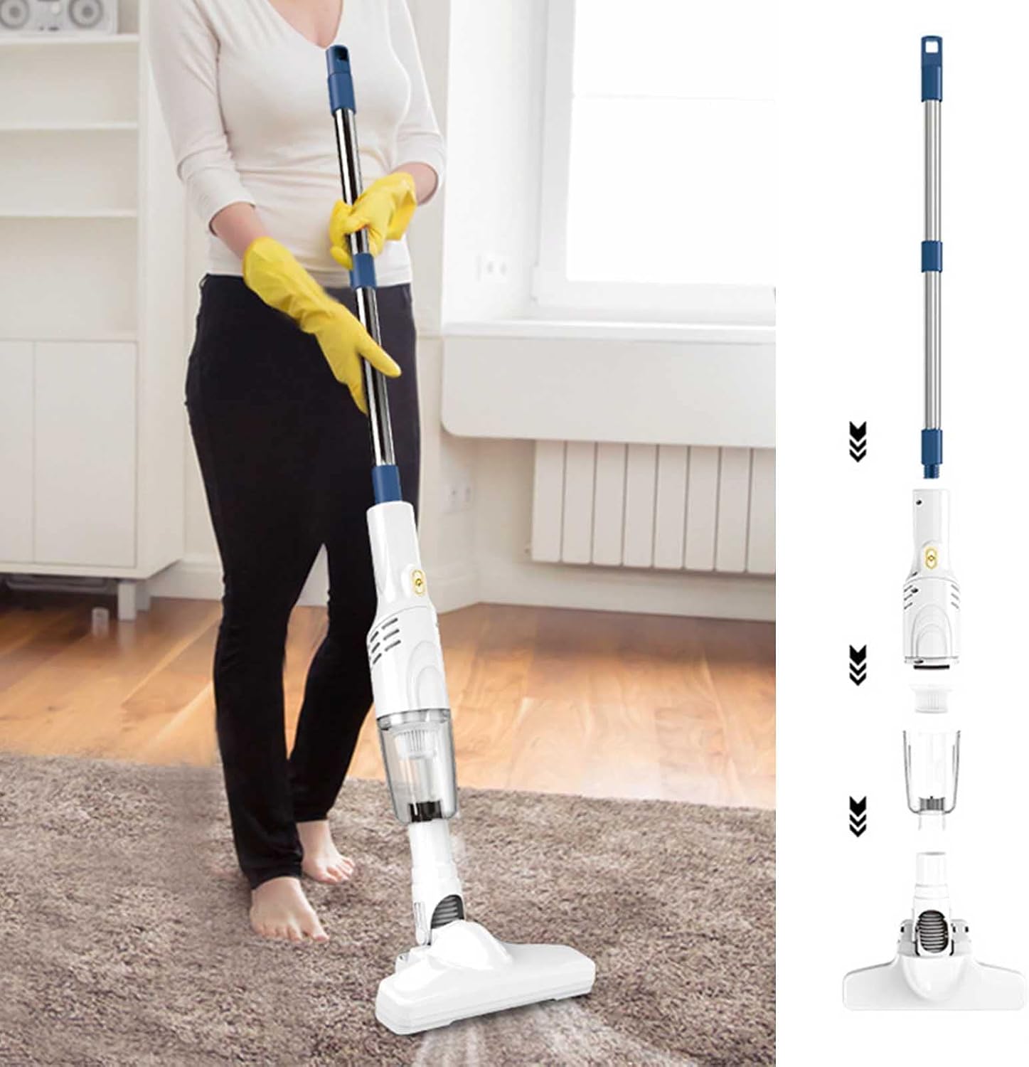 2022 Portable Cordless Stick Vacuum Vacuum Cleaner with 30 Mins Long Runtime Lightweight Quiet Cordless Vacuum Cleaner for Carpet and Hardwood Floor Pet Hair 3-Speed for Home