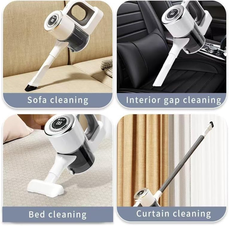 Portable Handheld Cordless Vacuum Cleaner with LED Display for Carpet,Wood Board,Tile,Pet Hair,Sofa,15KPA Strong Suction Capacity,30min,Lightweight Portable Wireless Vacuum Cleaner
