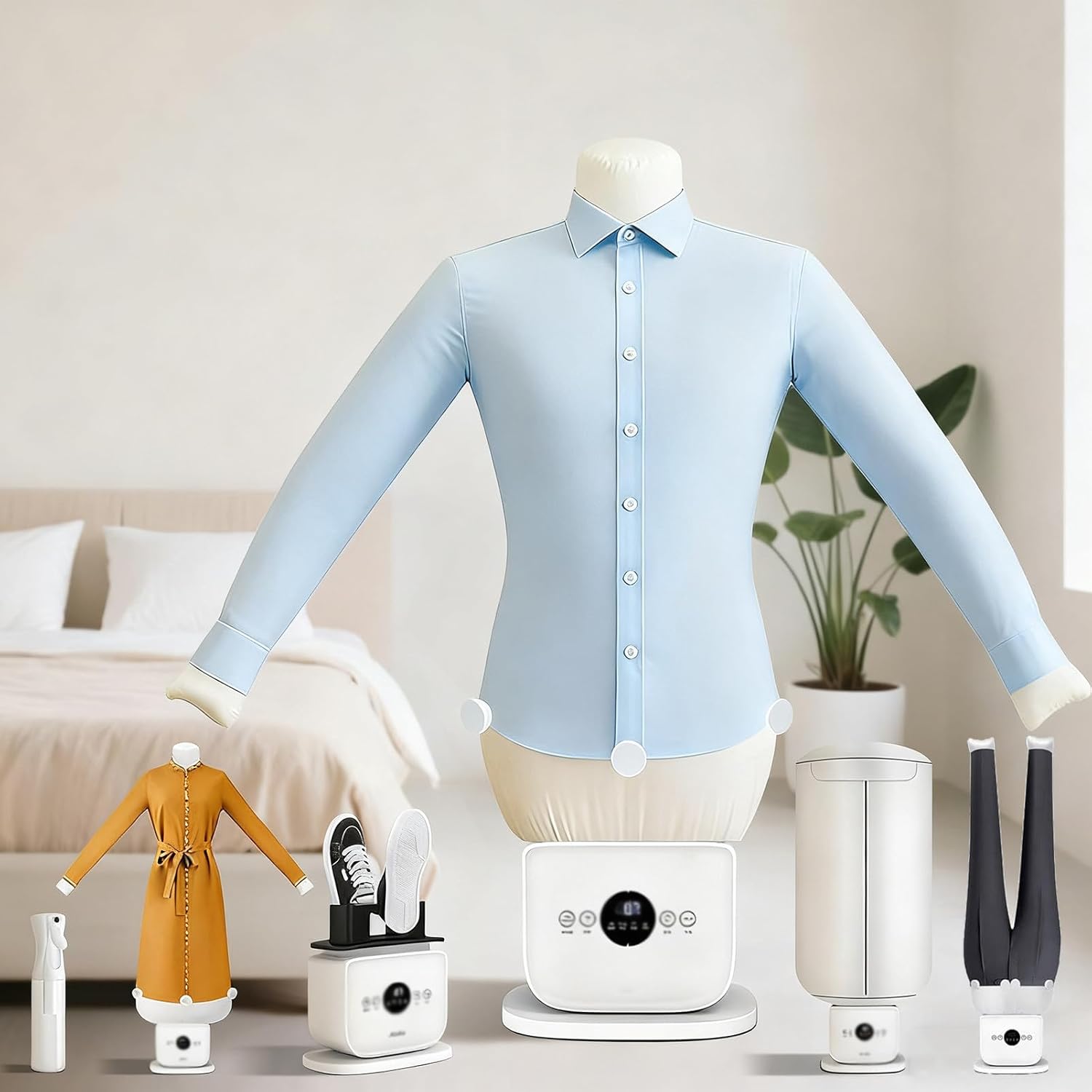 Inflatable Shirt Ironing Machine Automatic, Hands Free Garment Steamer with Clothes/Pants/Skirt Mannequins,Includes Drying & Accessories(D)