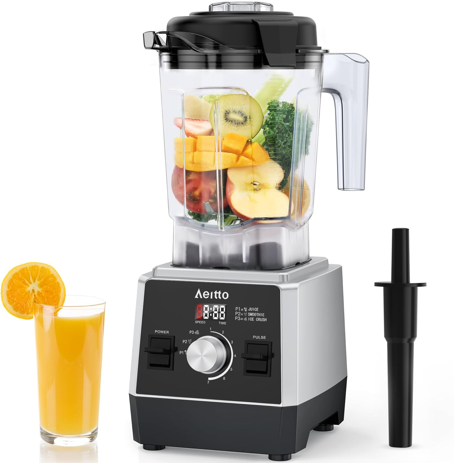 Aeitto Blenders for Kitchen with 68Oz. Large Capacity, 1800W Max Power Smoothie blender, 3 Preset Programs & 7 Speeds, Professional Countertop Blender for Smoothies, Frozen Drinks, Generation1 Black
