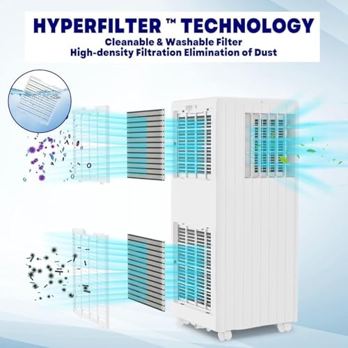 8000 BTU Ultra Silent Portable Air Conditioner, 3-in-1 Remote Control AC with 24-Hour Timer, Cools up to 550 sq. ft. Low Noise/Energy Efficient for Bedrooms, Offices, White