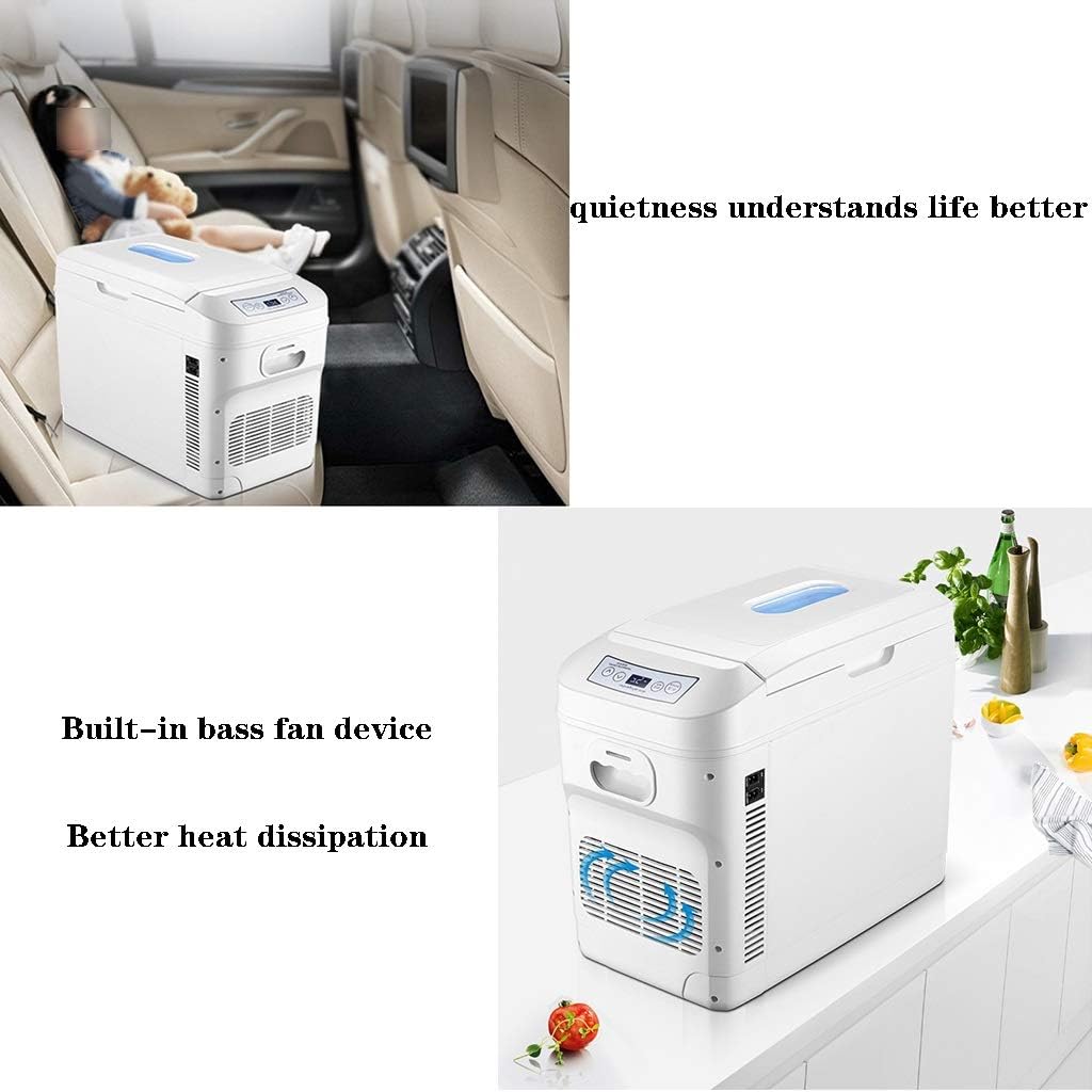 Car Freezer Compact Refrigerator,28L Large-Capacity, Silent and Small Mini Freeze, Car Fridge for Household Car Cooling and Heating, 65W 12V 24V 220V (Color : White, Size : 285140cm)