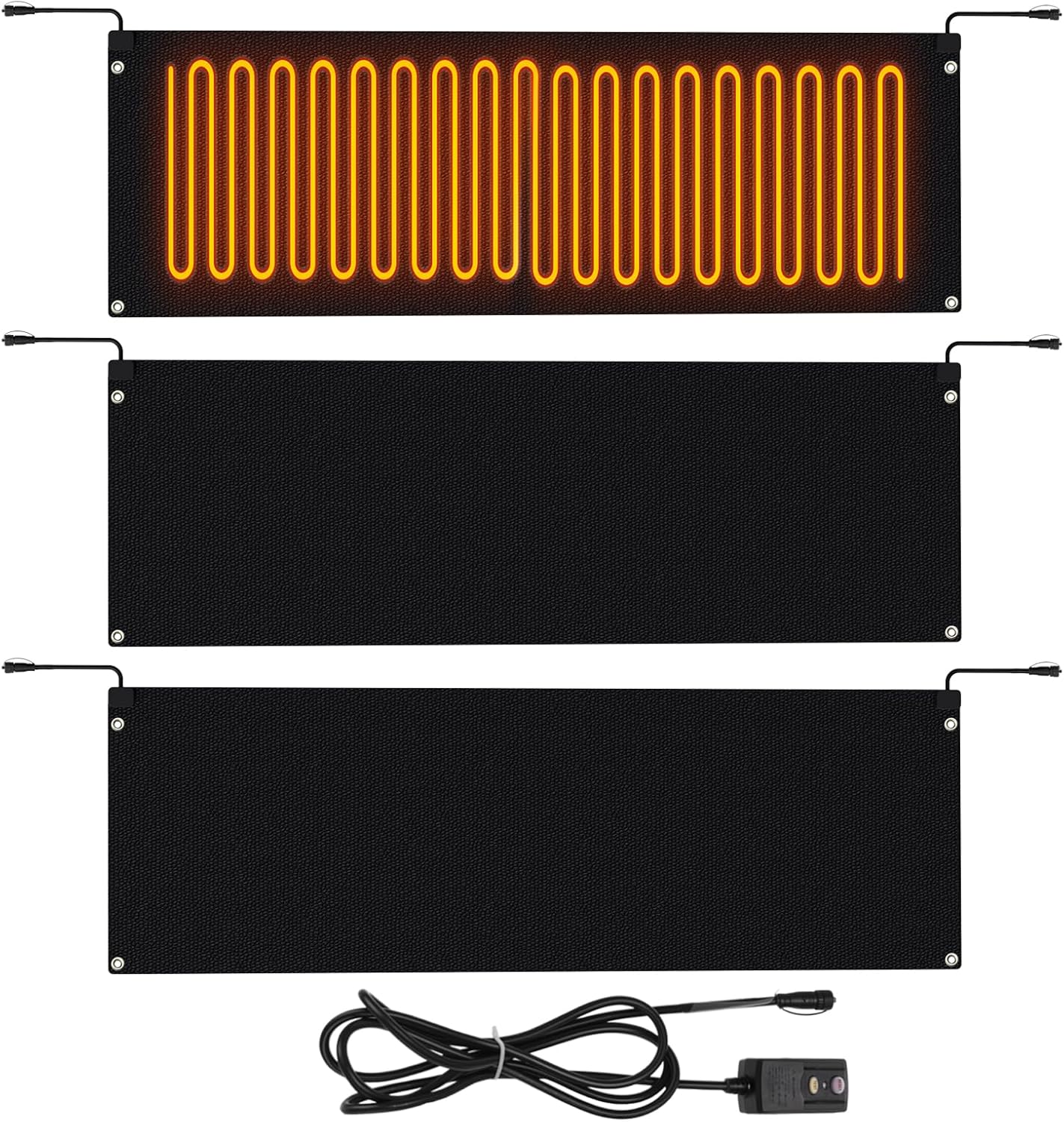 MEASUREMAN Snow Melting Mats 20 x 60 Inch 3PCS, Rubber Heated Mat for Walkways, Decks, Sidewalks with Anti-Slip Surface, GFCI Leakage Protection Plug