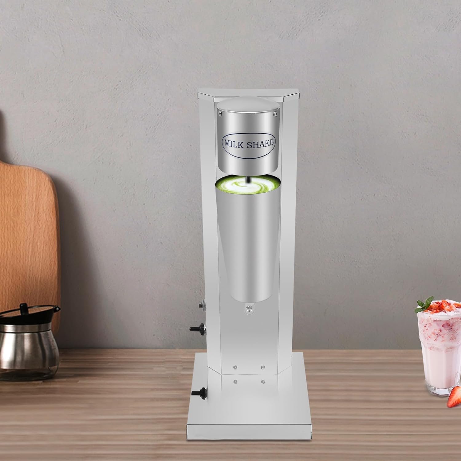 Milkshake Machine, 180W 110V Electric Beverage Blender with 2 Speed Adjustable Commercial Electric Milkshake Maker with Pp Graduated Cup 0.21 Gal Capacity for Protein Shakes,Ice Cream