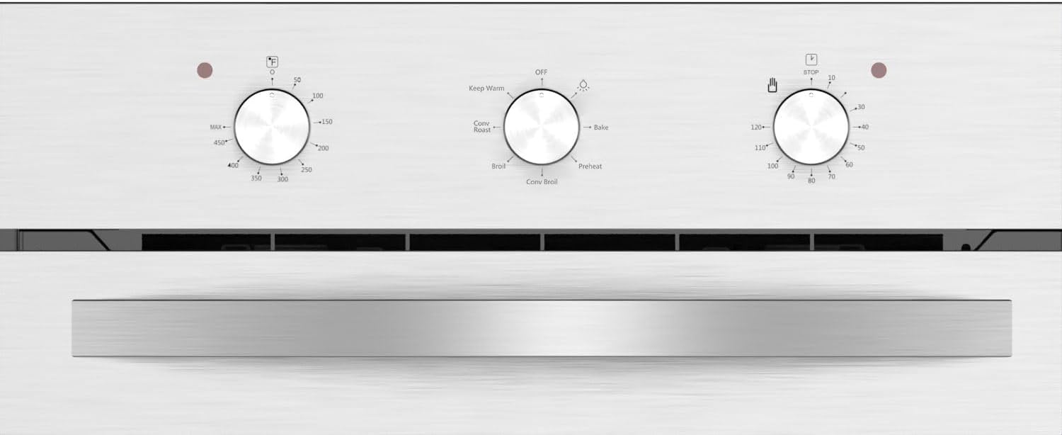 Empava 24 in. Electric Single Wall Oven Convection with 6 Cooking Functions Mechanical Knobs Control in Stainless Steel Model 2020, B14