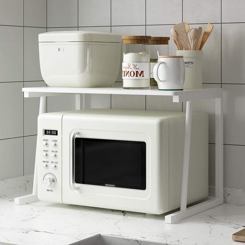Double-Layer Microwave Shelf, Metal Kitchen Countertop Oven Rack, Space-Saving Storage for Home, Apartment, or Restaurant