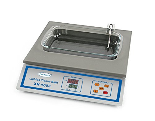 Premiere Lighted Tissue Floating Bath, 0.5 gal Capacity, LED Lighting and Temperature Control, Removable Glass Basin with Handles, 500-Watt Heater