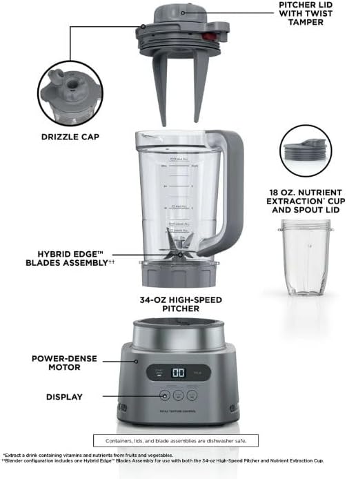 Ninjjaa TWISTi High-Speed Blender: 1500W, Auto-iQ, Twist Tamper for Smoothies & Nutrient Extraction,Frozen Drinks & Spreads with Hybrid-Edge Blades