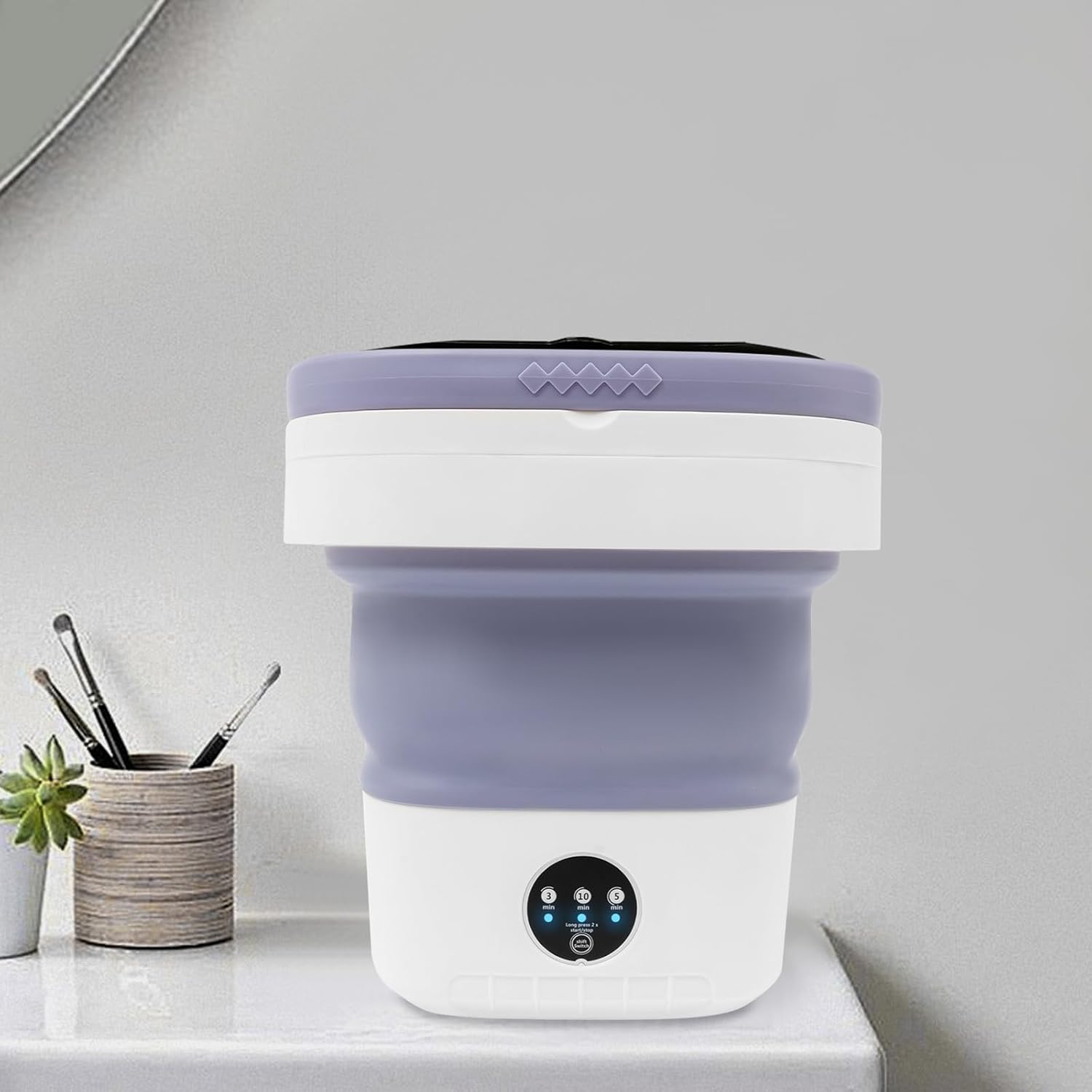 Portable Washing Machine,12L Upgraded With Spin Basket,Foldable Mini Washing Machine with 3 Modes Cleaning Small Washer for Baby Clothes, Underwear or Small Items, Apartment, Dorm,RV (Purple)
