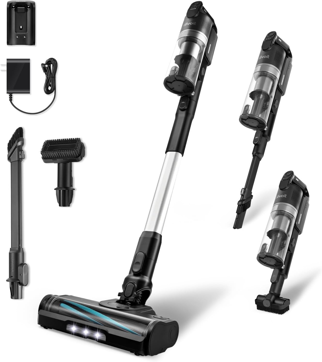 LEVOIT Cordless Vacuum Cleaner with HEPA Filter, Anti-Tangle Brush, Up to 70 Minutes, Charging Wall Dock, Powerful Suction, Lightweight, for Carpet, Hard Floor, Pet Hair, LVAC-200 MAX