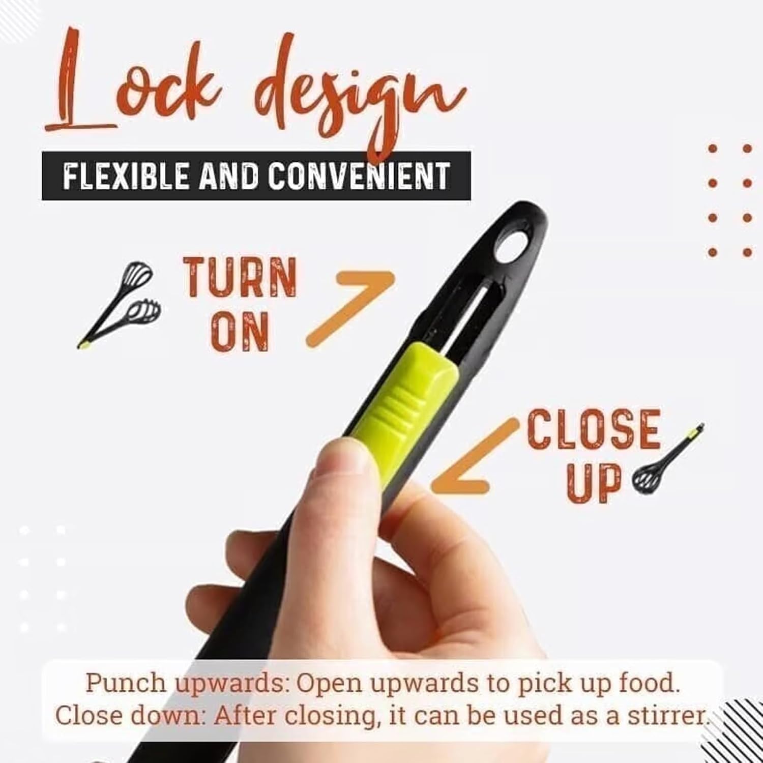 Multifunctional Egg Beater, 2 in 1 Food Clip & Egg Whisk, Multi-purpose Egg Whisks, Handheld Egg Whisk Blender Bread Clip, Household Kitchen Tool for Gripping, Stirring, Mixing Food (Orange+Green)