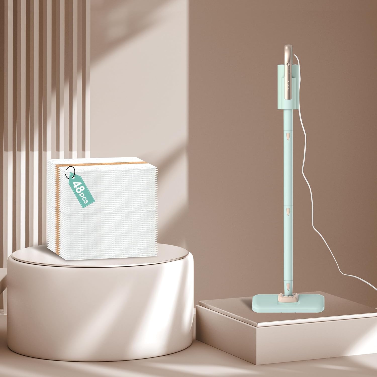 Newbealer Steam Mop NB602N Bundle with 48 Pcs Disposable Mop Pads