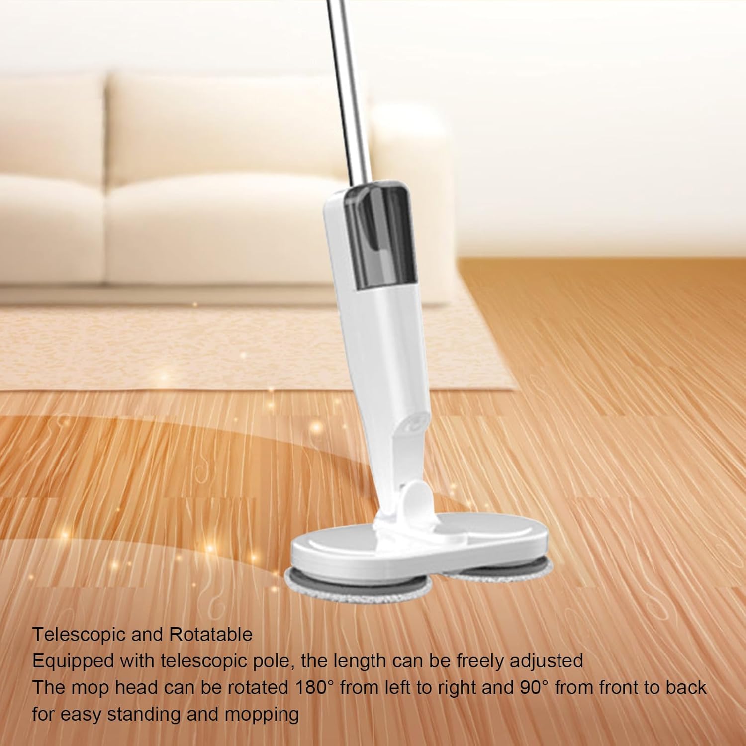 Electric Mop for Floor Cleaning,Floor Daily Light Cleaning,Rechargeable Lightweight Cordless Electric Mop with Water Sprayer for Hardwood Tile Marble Floors(White)