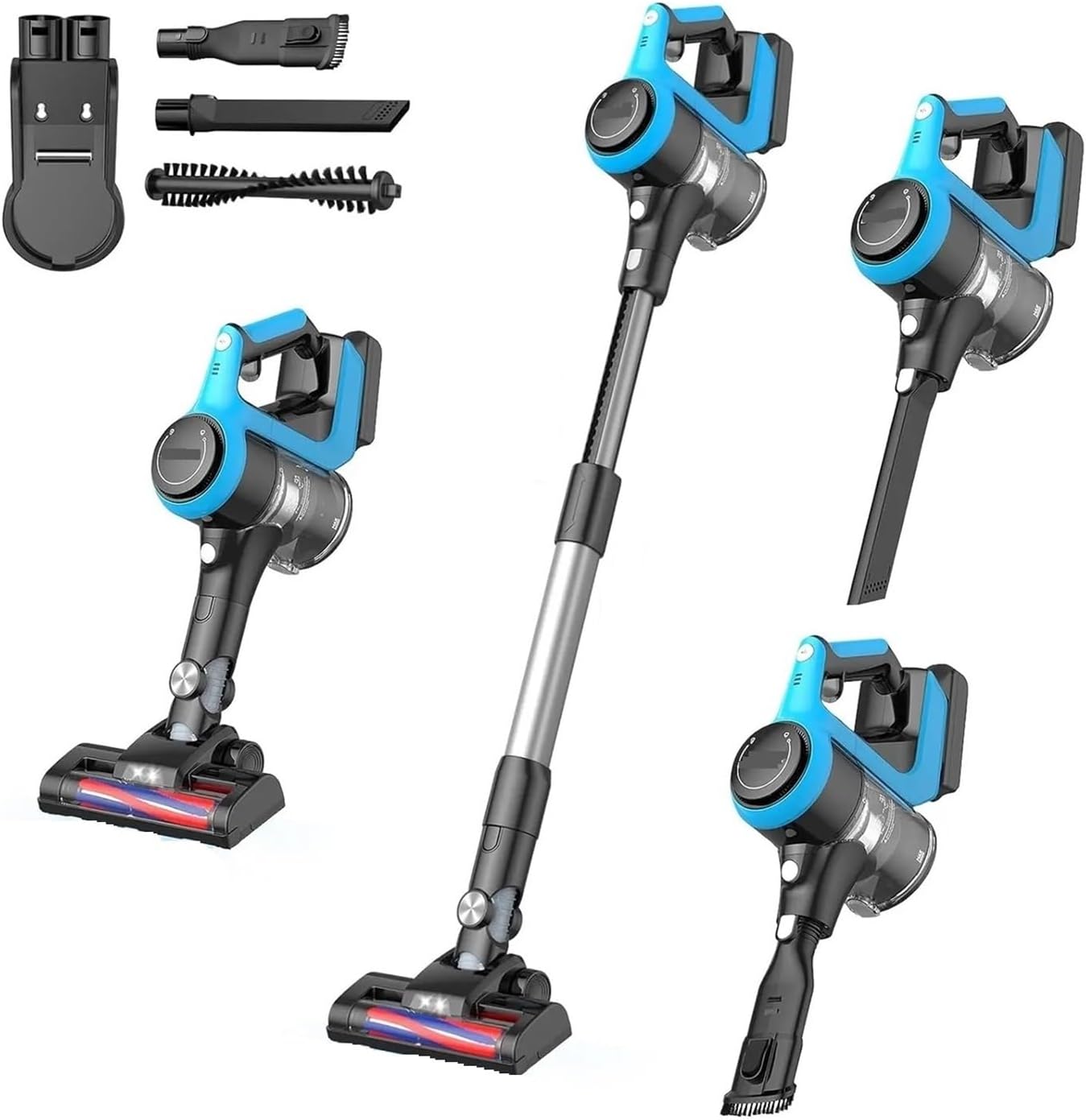 Cordless Vacuum Cleaner 18V Battery, 250W 20Kpa Stick Vacuum Cleaner with 2 Mode Suction, 6-in-1 Lightweight Vacuum f