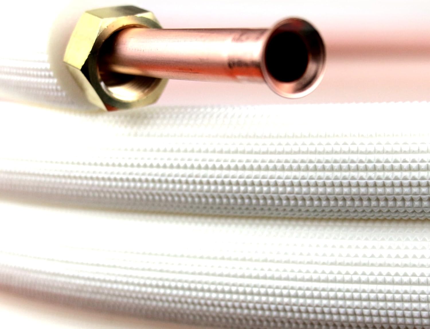 16FT Mini Split Line Set 1/4*1/2 OD HVAC Copper Tube Pipe Extension,3/8 Thickened PE Insulation Coil Air Conditioner Twin Copper Line Heating Equipment Hose with Flared Nuts (16FT (1/4+1/2) with wire)