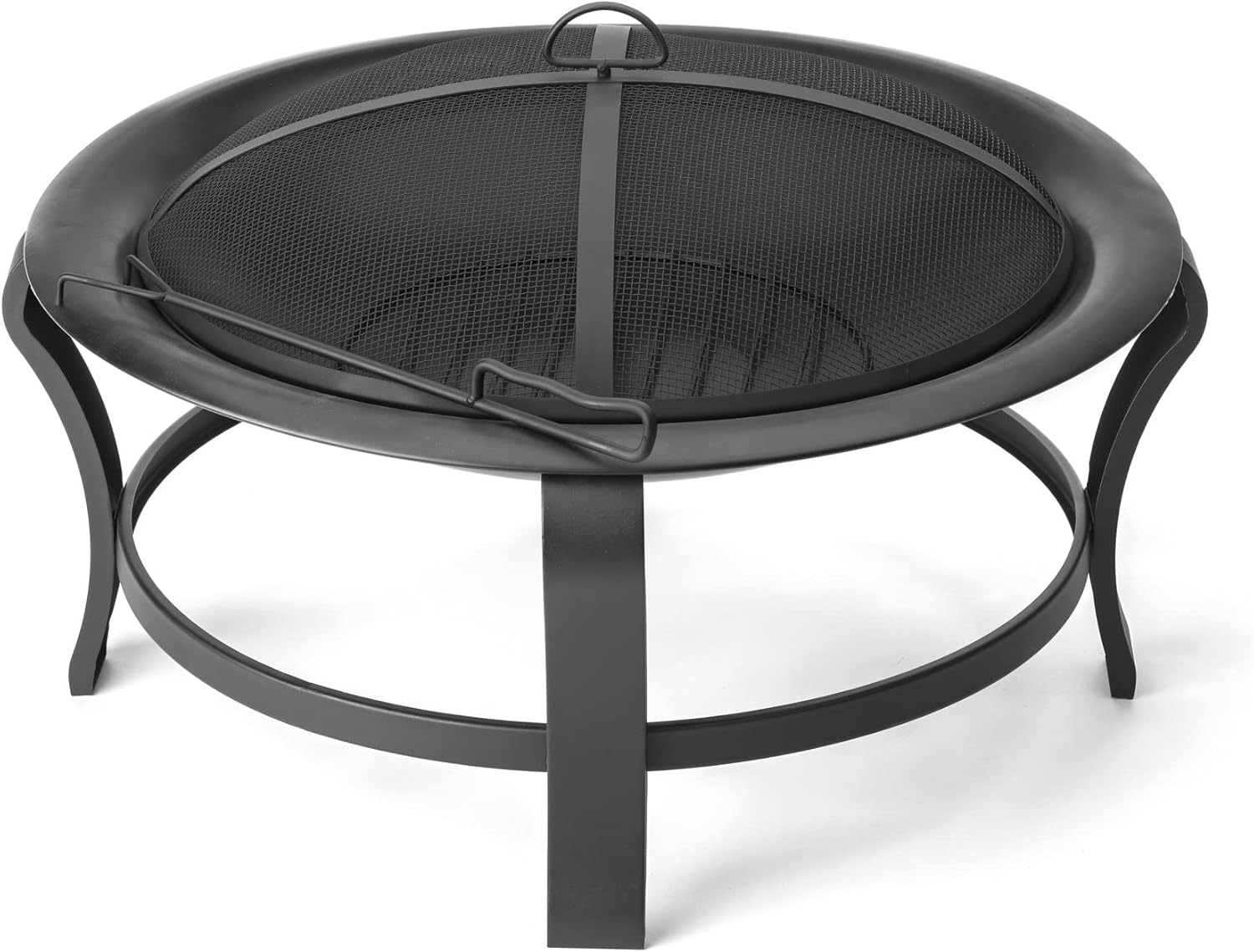 HomeRoots Black Steel Round Wood Burning Fire Pit