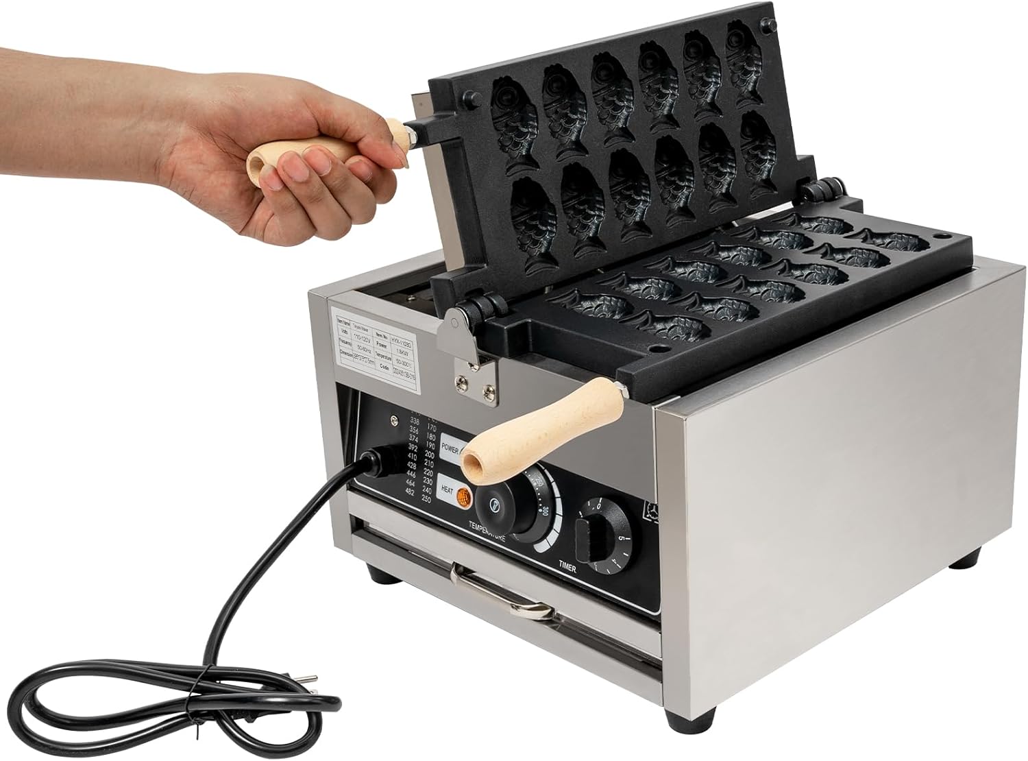 12PCS Mini Pancakes Maker Machine, 110V Fish-Shaped Electric Pancake Makers - Double-sided Constant Temperature Heating, Commercial Pancake maker, Non-Stick Small Household Kitchen Appliance