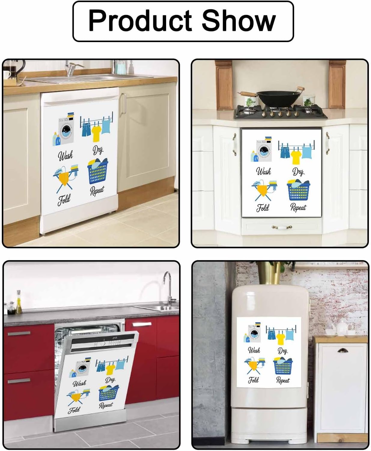 Dishwasher Magnet Cover, Cartoon Laundry Room Dishwasher Lid Magnetic Kitchen Sticker, Modern Minimalist Resuable Refrigerator Magnet Covers Panel Decal Fridge Kitchen Appliance 23''x26''