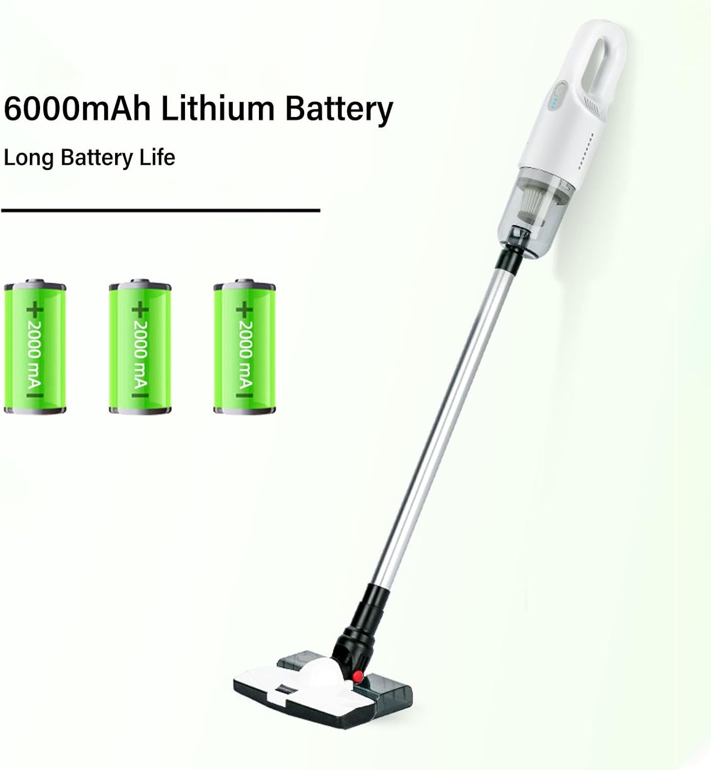 Asixxsix Cordless Stick Vacuum, Powerful Suction Handheld, 6000mAh Battery, Rechargeable Vacuum Cleaner Lightweight for Carpet, Tile, Hardwood Floors, Portable Cordless Vacuum Cleaners