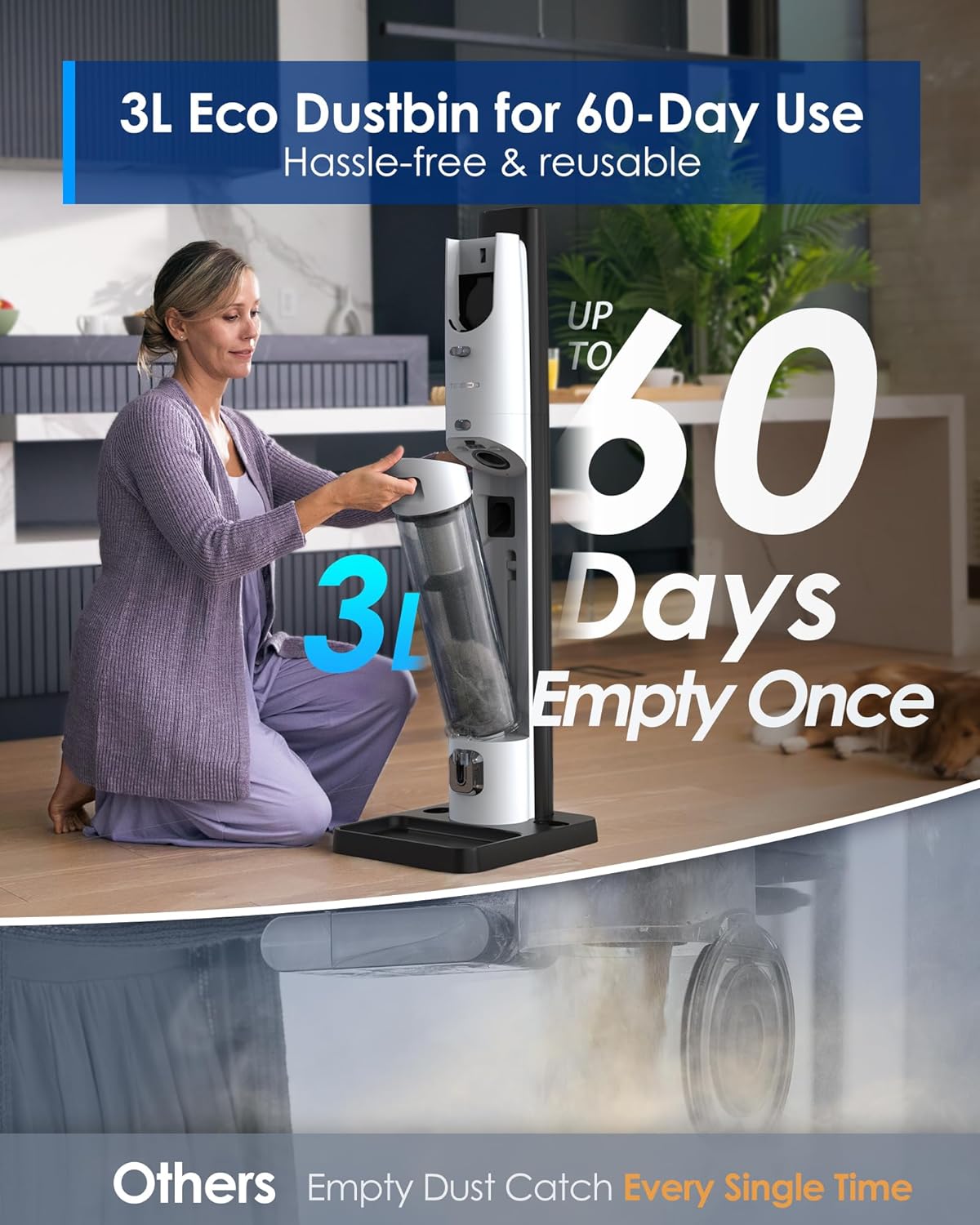 Tineco iFLOOR 3 Breeze Complete Wet Dry Vacuum & Pure ONE Station Cordless Stick Vacuum Cleaner with 3L Dust Clean Station