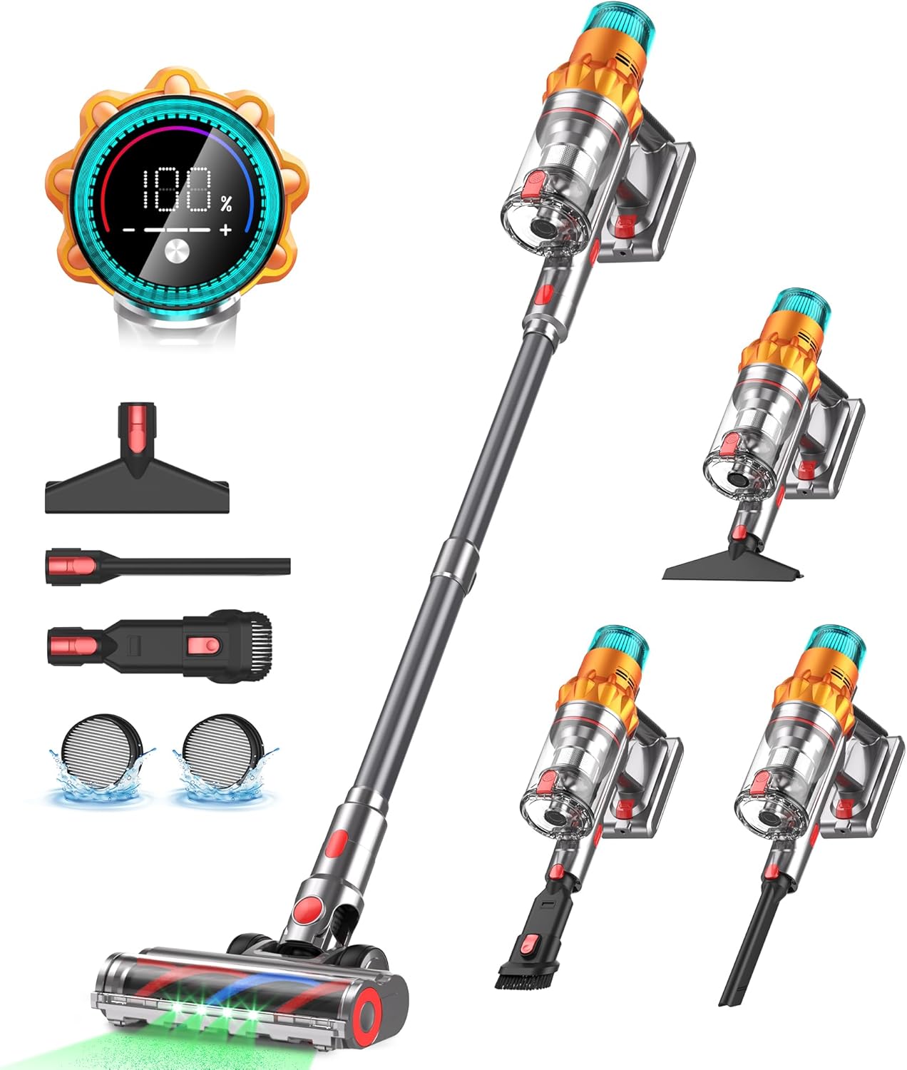 Cordless Vacuum Cleaners for Home,8-in-1/65Min/600W/48Kpa Powerful Suction,Self-Standing Cordless Stick Vacuum Cleaner,Lightweight Anti-Tangle Rechargeable Vacuum for Floor/Carpet/Pet Hair/Car