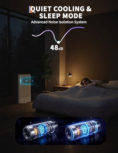 8000 BTU Portable Air Conditioner, Quiet 3-in-1 Cooling Unit for Rooms Up to 250 Sq.Ft, Includes Dehumidifier & Fan Modes, Remote Control, Sleep Mode – Perfect for Bedrooms & Apartments
