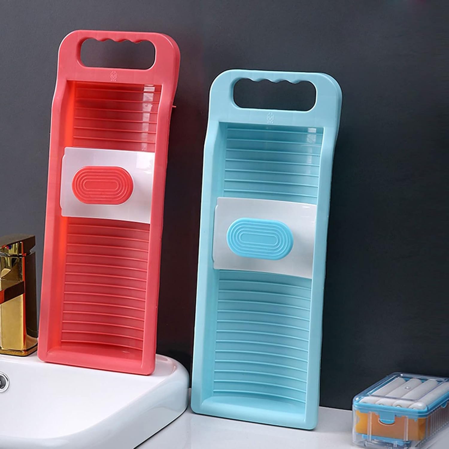 Washboard Convenient mini washboard dormitory travel washing underwear socks tool Portable washing machine washing machine portable(Rojo), Red