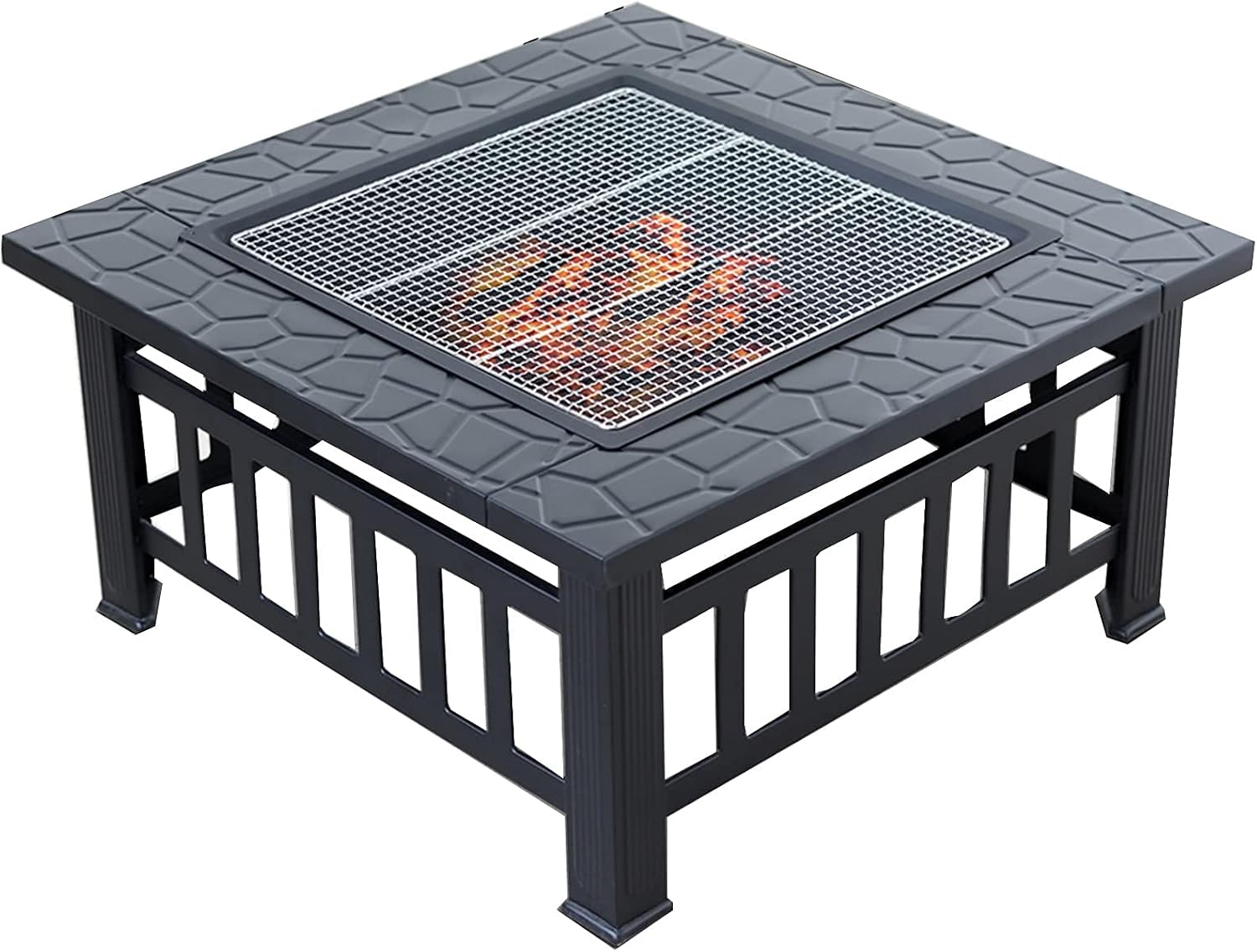 Fire Pit Outdoor Wood Burning fire Pit, fire Pit with Dome Screen and Poker, Terrace Barbecue Cooking fire Pit