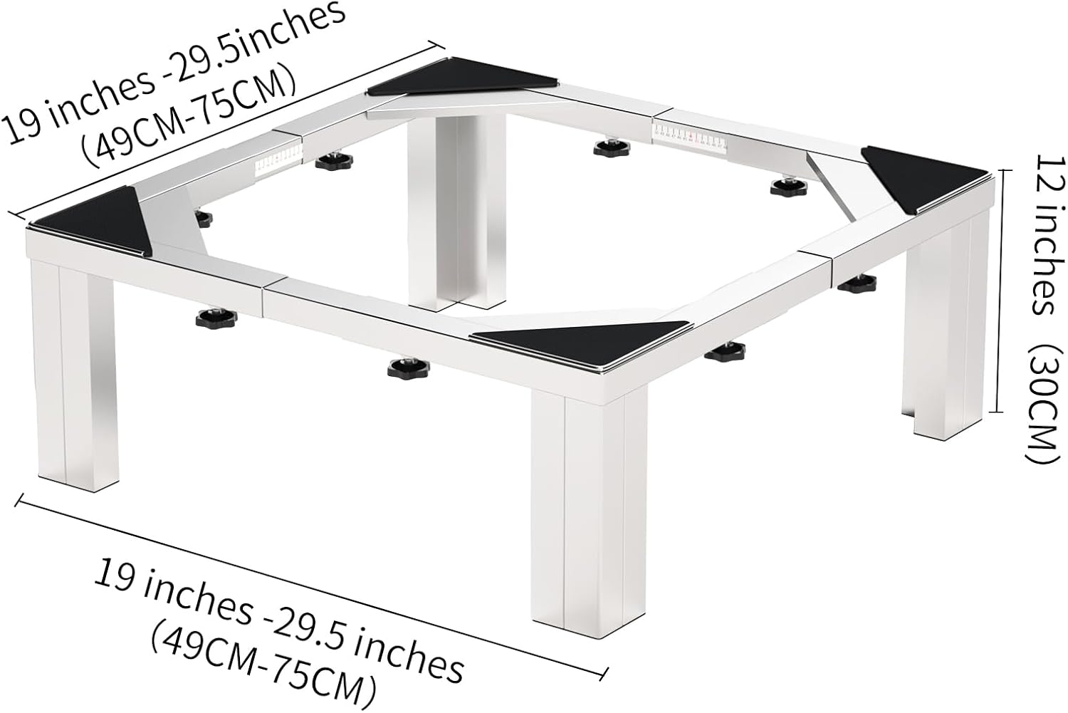 1200LB Heavy-Duty Stainless Steel Laundry Pedestal | Universal Riser for Front Load Washer & Dryer | Anti-Vibration Design, Tool-Free Install(Silvery White)