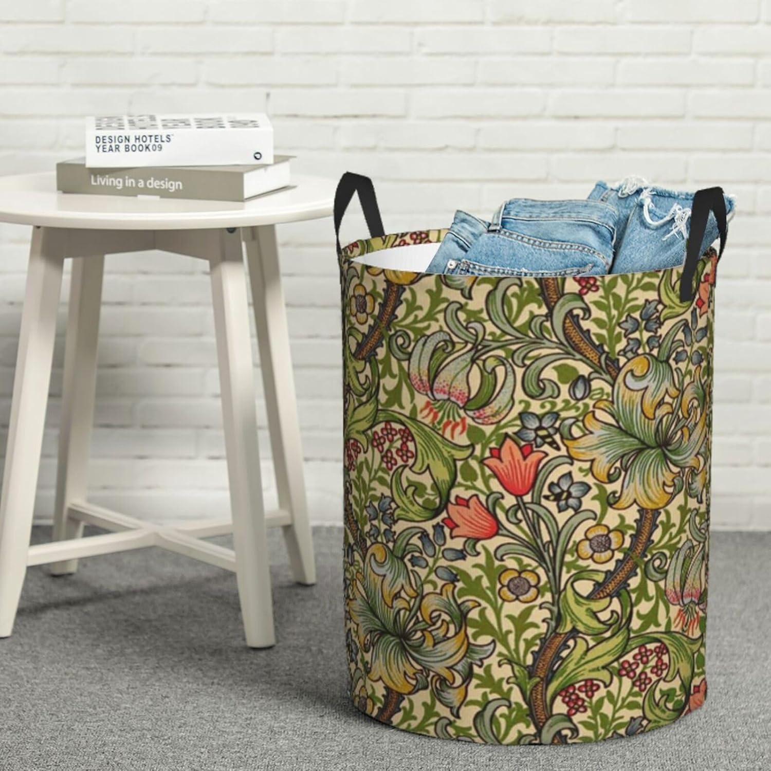 William Morris Laundry Basket Foldable Storage Bin Toy Basket Clothes Storage Hamper Organizer With Handles For Bedroom Bathroom