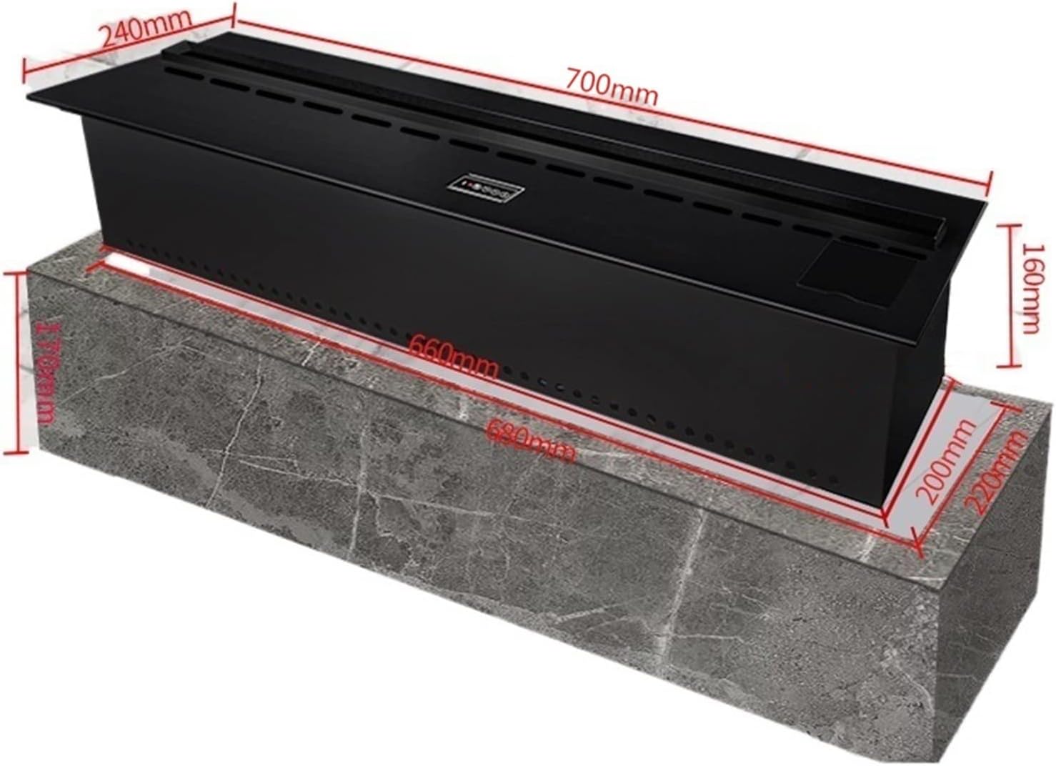 3D Water Vapor Fireplace with Humidifier Flame Embedded Home Decor Electric Fireplace, Simulate 3D Flame, Adjustable LED Flame, 3mm Panel(700mm)