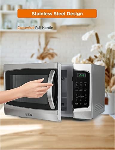 COMMERCIAL CHEF Microwave 1.3 Cu Ft with 10 Power Levels, Microwave with Pull Handle Door Lock, 1000W Countertop Microwave with Timer and Digital Controls, Stainless Steel