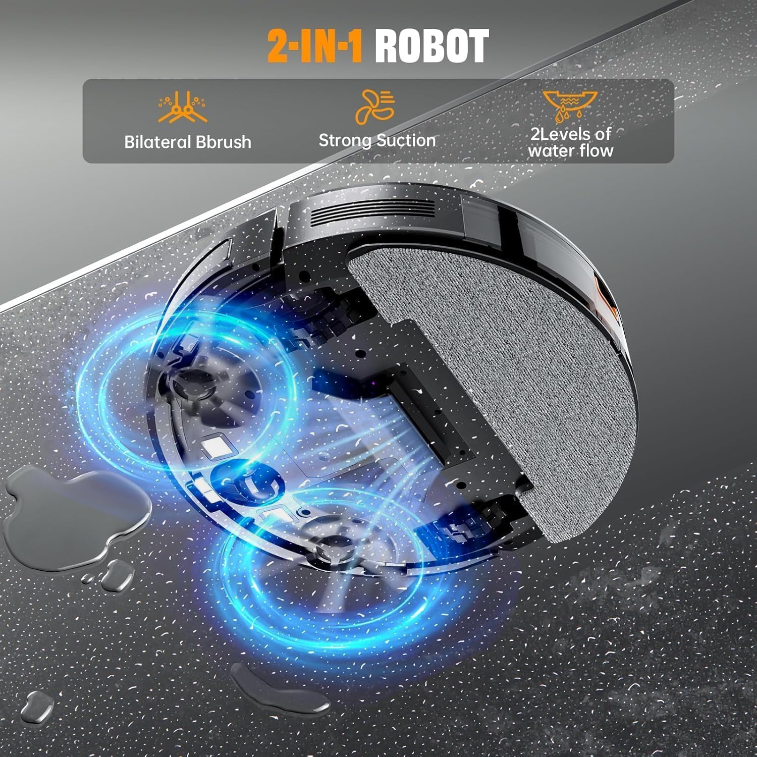 XIEBro Robot Vacuum and Mop Combo, 2 in 1 MoppingRobotic Vacuum with Schedule,App/Bluetooth/Voice, Max Suction 3200Pa, Self-Charging Robot Vacuum Cleaner, Slim, ldeal forPet Hair, Hard Floor, Carpet