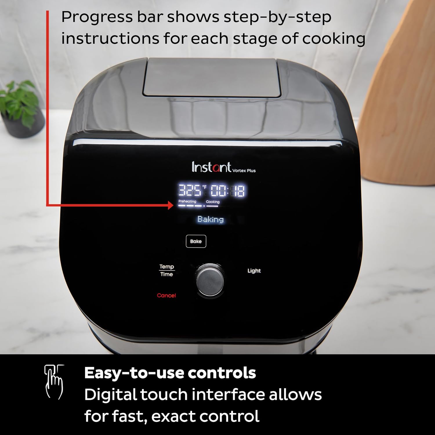 Instant Pot Vortex Plus 6QT Air Fryer with Odor Erase Technology,6-in-1 Functions that Crisps,Roasts, Broils,Dehydrates, Bakes & Reheats, 100+In-App Recipes, from the Makers of Instant Pot,1700W,Black