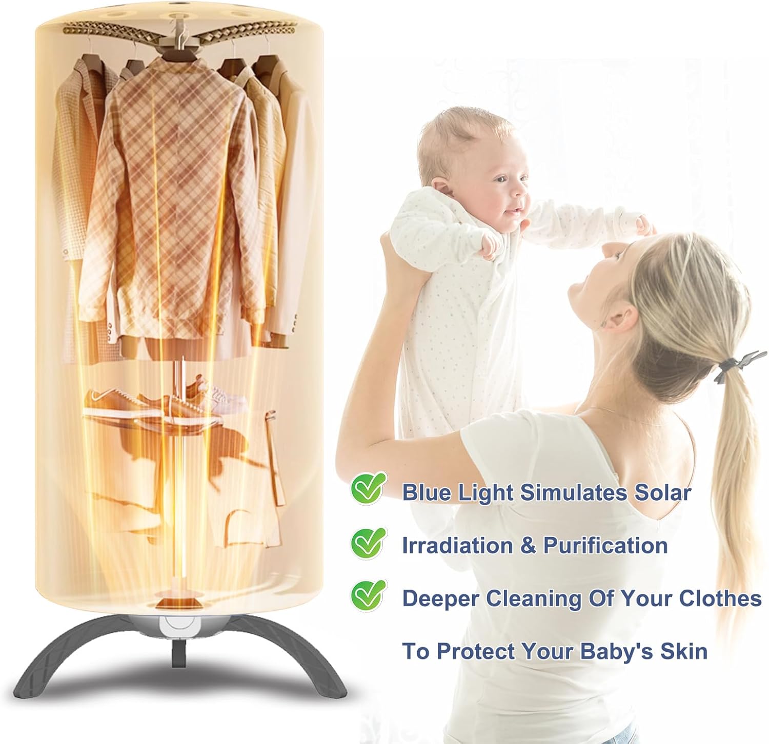 Portable Clothes Dryer - Upgraded 900W Fast-Drying for Large Loads of Clothes & Shoes | Compact Mini Dryer Machine for Family, Apartment, RV & Travel