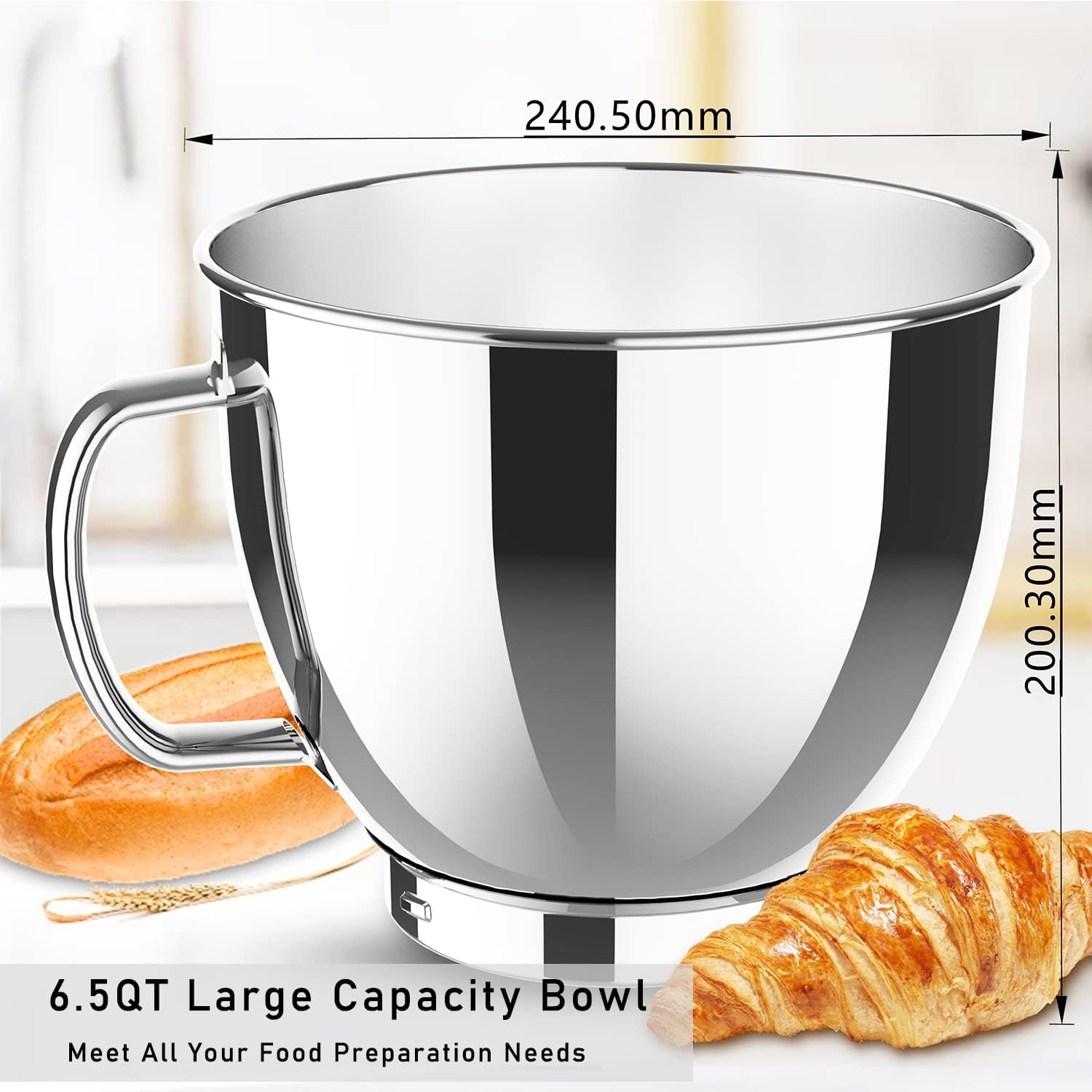 Kitchen Stand Mixer, 6.5 Quart, 6 Speed Tilt-Head Kitchen Mixer, Electric Food Mixer with Dough Hook, Wire Whip, Beater, Gold