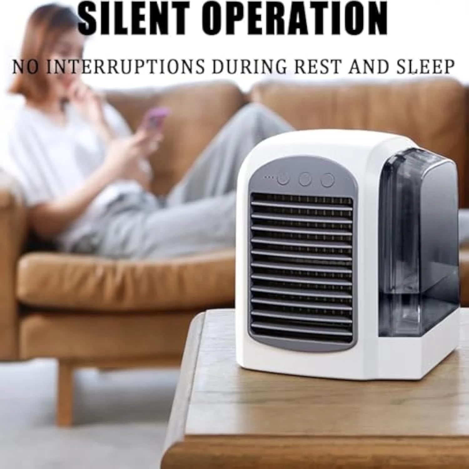 2025 Breeze Box 4-in-1 Portable Air Conditioner - Upgraded Ultra-Quiet AC with Ice Mist Technology, 3 Speeds, 380ml Tank, Ideal for Bedroom, Office, Home, Travel (Pink)