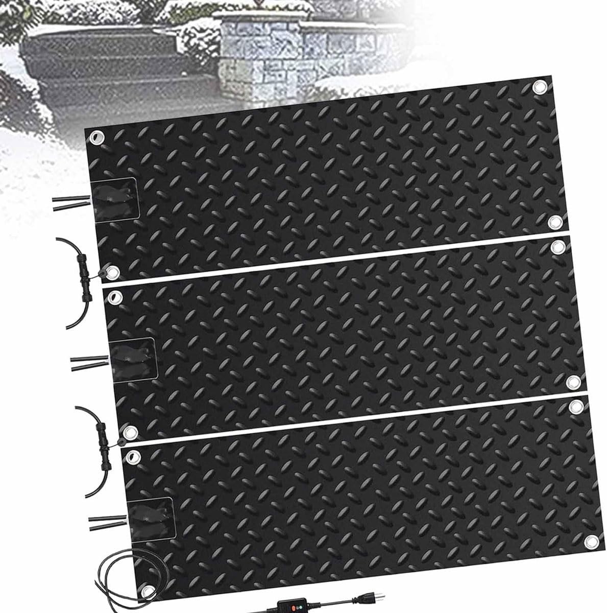 Outdoor Electric Heated Snow Melting Mat, Heated Rubber Mats, No-Slip Snow and Ice Melting Stair Mats, Heated Walkway Mat,for Roofs, Stairs, Lawns, Floors, Sidewalk(3pcs,10 * 30in)