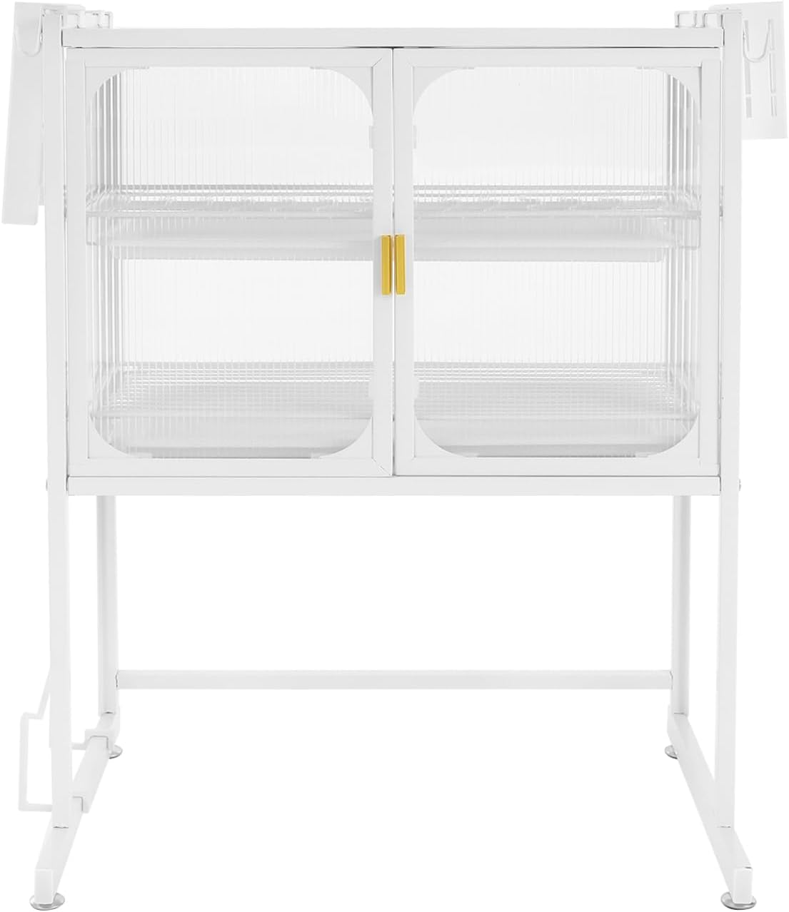 Microwave Oven Rack, Kitchen Dish Shelf Metal Microwave Counter Stand with Storage Cabinet Draining Tray Multifunctional Countertop Organizer for Utensils Tableware