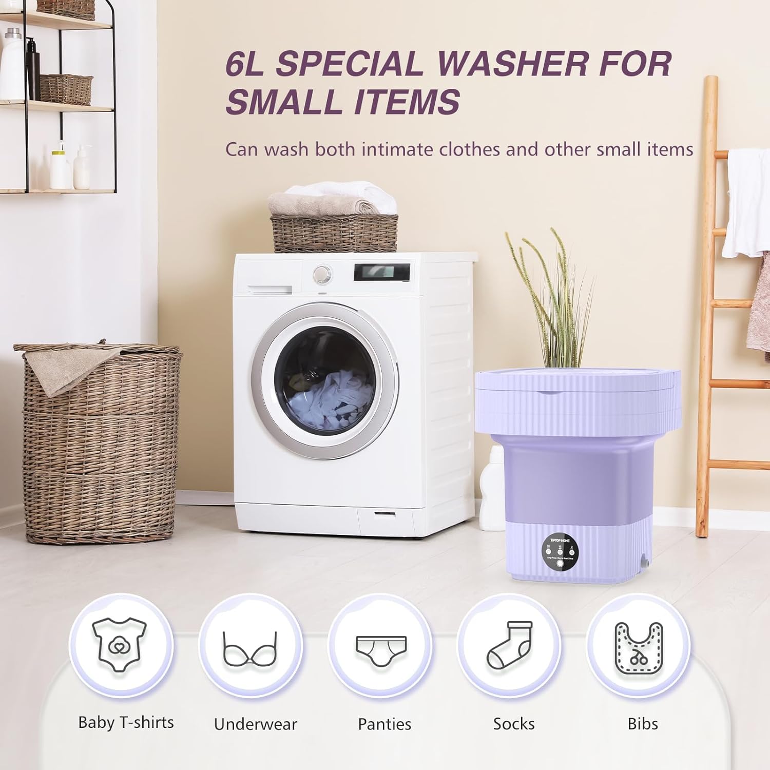 Portable Washing Machine, Mini Washing Machine Turbine Wash, 10L Mini Portable Washer for Underwear, Sock, Baby Clothes, Travel, Camping, Dorm, RV, Home Foldable Small Portable Laundry Machine