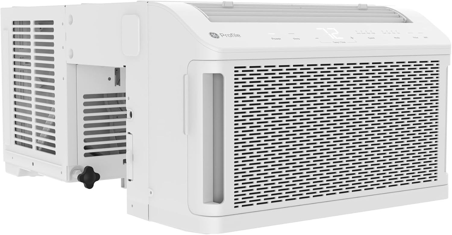 GE Profile ClearView Window Air Conditioner 8,300 BTU, WiFi Enabled, Ultra Quiet for Medium Rooms, Full Window View with Easy Installation, 8K Window AC Unit, White (Renewed)