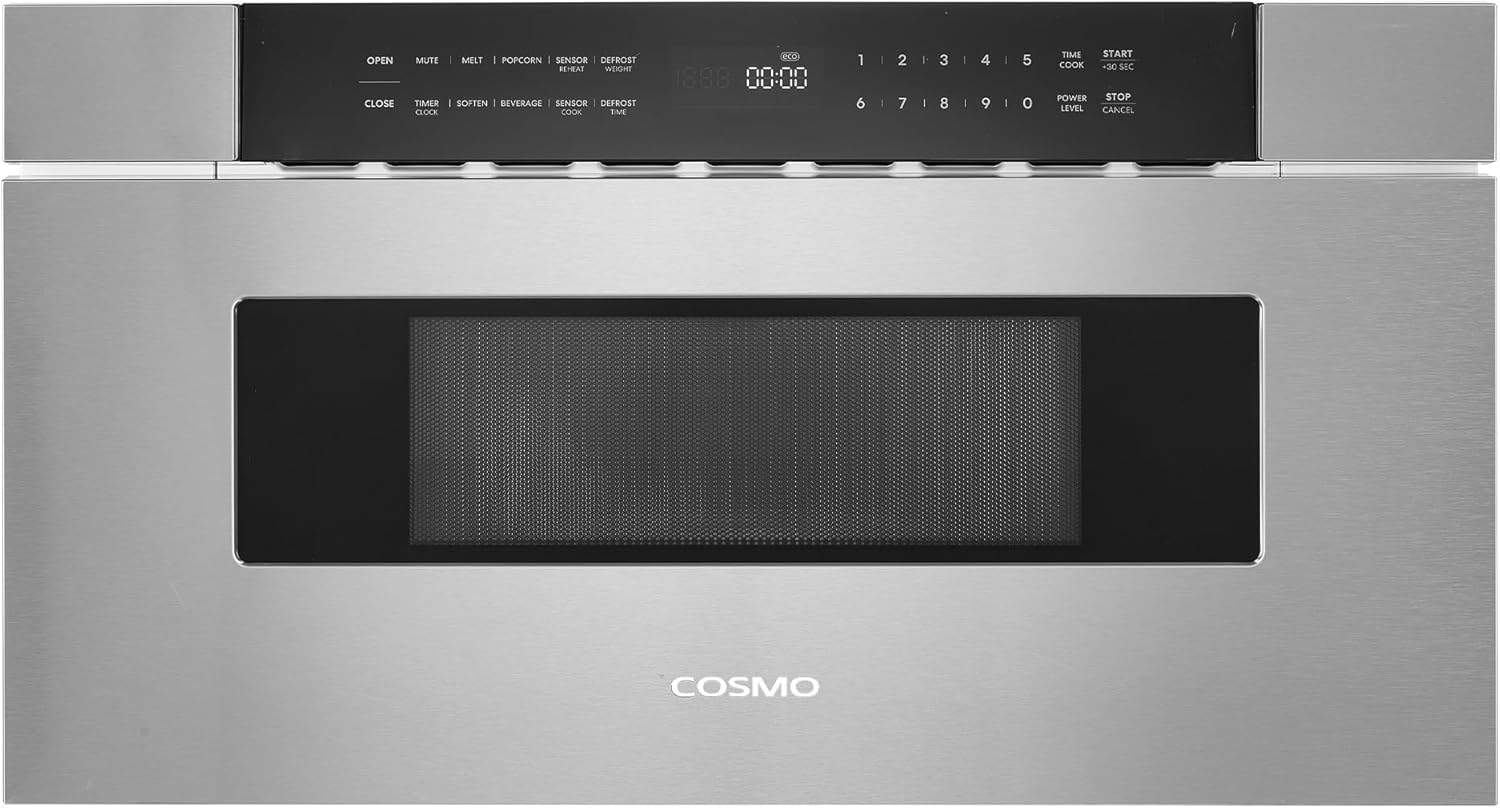 COSMO COS-MWD3012NHSS 30 in. Haven Collection 1.2 cu. ft. Built-in Microwave Drawer, Presets, Touch Controls, Defrosting Rack, Stainless Steel