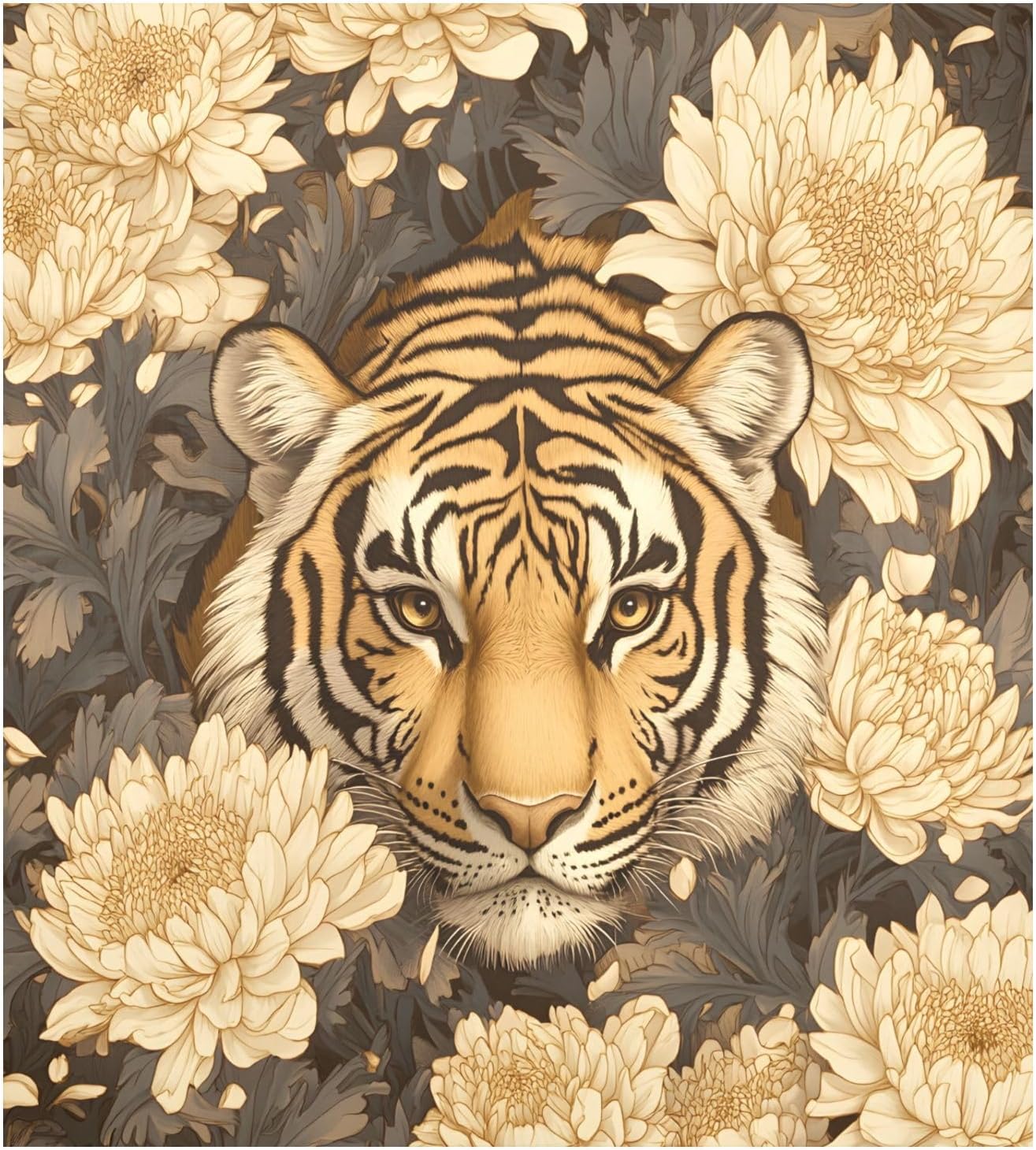 Dishwasher Magnet Cover Large Magnetic Stickers Tiger Flower Front Dishwasher Cover Reusable Decal for Home Kitchen Anti-Scratch Refrigerator Decorative Lid Washing Machine Laundry 23